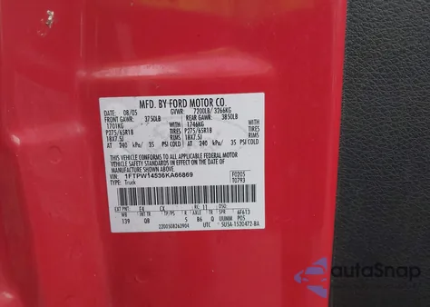 2006 Ford F-150 Fx4/Lariat/Xlt z USA, uszkodzony, nr VIN 1FTPW14536KA66869